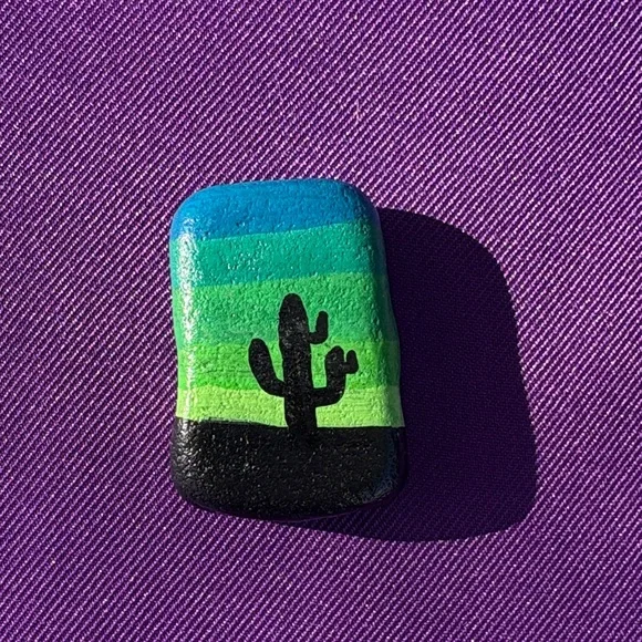 3/$12 Hand-Painted Stones - Cactus - Picture 2 of 6